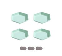 Reusable Plastic Dinner Plate Set of 4,Plate for Fruit Cake Salad Snacks Desserts Pasta,Unbreakable Tableware,Large Capacity,Easy to Clean,Hexagonal,Microwave and Dishwasher Safe (A - Light green)