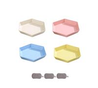 Reusable Plastic Dinner Plate Set of 4,Plate for Fruit Cake Salad Snacks Desserts Pasta,Unbreakable Tableware,Large Capacity,Easy to Clean,Hexagonal,Microwave and Dishwasher Safe (Mixed Color 2)