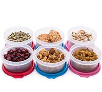 Reusable Plastic Food Storage Containers - Stackable Airtight Food Containers for Snacks, Picnics, Food Prep, Picnics and More - Set of 6-6.5oz