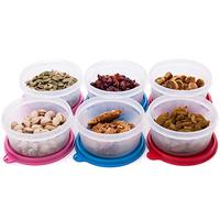 Reusable Plastic Food Storage Containers - Stackable Airtight Food Containers for Snacks, Picnics, Food Prep, Picnics and More - Set of 6-10 oz