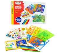 Reusable Plastic Painting Stencils Set with Sheet Coloring Tools Accessories Creative Drawing 27 Pieces Stencils Letters Numbers Geometric Shapes DIY Decorations for Kids