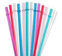 Reusable Plastic Straws Replacement for Stanley 16/20/30/40 oz Tumblers,Glitter Long Drinking Straws with Cleaning Brush for Starbucks YETI, Simple Modern Cups,Mugs&Jars Party Drinkware Supplies