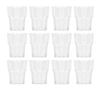 Argon Tableware Reusable Plastic Glasses - 260ml - Pack of 12 - Tumbler Glasses - Clear Cocktail Champagne Fizz Cola Tumbler Drinking Cups for Garden, Parties, Weddings, BBQ and Picnic