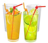 Reusable Plastic Tumblers, 600ml Water Glasses Cups Acrylic Drinking Tumblers, 20 Oz Unbreakable Clear Picnic Drinkware Set of 4, Stackable Glassware Plastic Cups Cocktail Glasses for Juice, Water