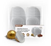 Reusable Pods for Nespresso Capsules VertuoLine, 100pcs Refillable Aluminum Covers Foil Seals Lids (Pods Not Included), Compatible for Nespresso VertuoPlus Espresso Machine