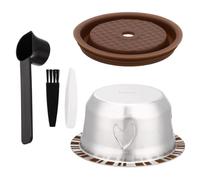 Reusable Pods for Nespresso Vertuo Machine, Stainless Steel Coffee Kit Including 150ml Cup Silicone Lid Spoon Brush & Tweezers Coffee Accessories for Nespresso
