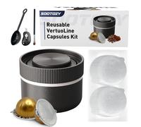 Reusable Pods Kit for Nespresso Vertuo, Refillable Coffee Pods with 100pcs Aluminum Covers Foil Seals Lids for VertuoLine Capsules, Compatible for VertuoPlus Espresso Machine (Pods not included)