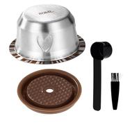 Reusable Pods Refill Kit for Nespresso Vertuo Next Machine, Stainless Steel 80ml Refillable Coffee Capsule Set with Silicone Lid Spoon & Brush Coffee Accessories for Nespresso Vertuo Pop