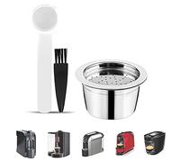 Reusable Pods, Reusable Stainless Steel with Brush Spoon Stainless Steel Coffee Pod Capsulas De Cafe para for Coffee Makers Machine