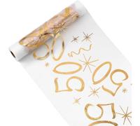 Reusable Polyester Birthday Table Runner With Golden Accent For Anniversary Decorations Celebration Banquets Reusable Polyester Table Decoration