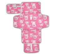 Reusable Portable Changing pad with Tissue Pocket Changing pad for Changing Table Infant Travel Station Kit Cartoon Cute Pig Face Pink