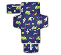 Reusable Portable Changing pad with Tissue Pocket Changing pad for Changing Table with Built-in Pillow Engineering Vehicle rocketing Star Navy Blue