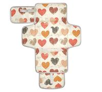Reusable Portable Changing pad with Tissue Pocket Diaper Changing pad Travel Lightweight & Foldable Changing Station Love Hearts Retro Style