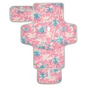 Reusable Portable Changing pad with Tissue Pocket Diaper mat Changing pad Travel with Built-in Pillow Palm Tree White Peach Watercolor