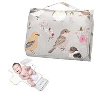Reusable Portable Changing pad with Tissue Pocket Diaper mat Changing pad with Built-in Pillow- House Sparrow Birds Silver