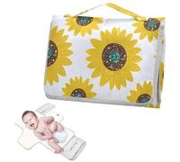 Reusable Portable Changing pad with Tissue Pocket Fake Glitter Cartoon Sunflower White Portable Baby Changing pad with Built-in Pillow cambiadores de pa?ales para Bebes