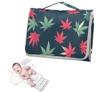 Reusable Portable Changing pad with Tissue Pocket Maple Leaf Red Sage Green Diaper mat Changing pad Travel Lightweight & Foldable Changing cambiador de pa?ales para Bebes