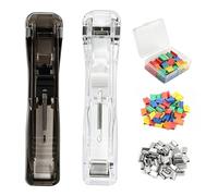 Reusable Portable Paper Clam Clip Dispenser, 2 Pcs Handheld Clipper 40 Sheet Capacity, 100 Metal Refill Clips (50 Silver,50 Color), Mini Paper Clip Tool for Office School Home Documents (Black,White)