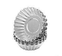 Reusable Portuguese Tart Molds, 10-Pack Carbon Egg Tart Tins, 8x8x10cm Silver Pie Flan Pans for Home Kitchen Dessert
