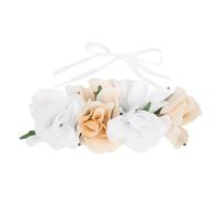 Reusable Pretty Bridal Floral Headband Adjustable Ribbon Faux Flower Crown Boho Festival Dress Up Headpiece Hair accessory white & pink brides bridesmaids hen parties