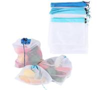 Reusable Produce Bags Set of 12, Polyester Drawstring Fruit Vegetable Bags