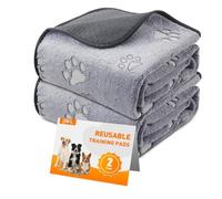Reusable Puppy Training Pads, 2 Pack Washable Puppy Pads, Super Absorbent Waterproof Dog Mat, Non-Slip Pet Whelping Pads, Pee Pad for Dog Quick Drying Mat for Playpen, Crate (122x122cm, Paw Grey)
