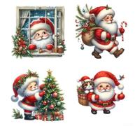 Reusable PVC Christmas Decals Santa for claus Reindeer Set Reusable