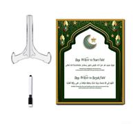 Reusable Ramadan Calendar Board Acrylic Moon Star Shape 25x20cm | Includes pen and base Suitable for Eid weddings festivals Tabletop decor with wood acrylic material