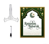 Reusable Ramadan Calendar Board Acrylic Moon Star Shape 25x20cm | Includes pen and base Suitable for Eid weddings festivals Tabletop decor with wood acrylic material