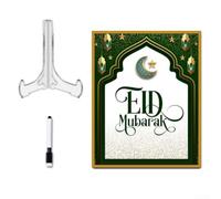 Reusable Ramadan Calendar Board Acrylic Moon Star Shape 25x20cm | Includes pen and base Suitable for Eid weddings festivals Tabletop decor with wood acrylic material