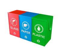 Reusable Recycled Bags, Woven Sorting , Pack of 3 Waterproof Reusable Recycling Bags with Handle, for Kitchen, Office, Garden, Indoor