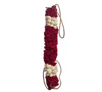 Reusable Red & Ivory Artificial Jasmine Hair Garland - Elegant Indian Bridal Gajra, Handcrafted Floral Hair Accessory