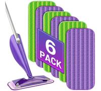 Reusable Refill Pads for Flash Powermop, 6 Pack Flash Power Mop Pads Microfibre PowerMop Pads Replacement Heavy Duty Wet Cloths Washable Power Mop Refills Wipes for Wet Dry Multi-Surface Cleaning