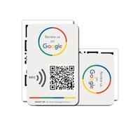 Reusable Review Tap Card for Google Reviews and Menu or Website- 2-Cards Pack - QR & Tap NFC Review + QR INFO Card - Review Us on Google Tap Card - iPhone & Android - Set Up at Home | by MESSAGENES