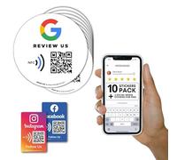 Reusable Review Tap Sticker for Google Reviews - 10-Stickers Pack - QR & Tap NFC Sticker - Review Us on Google Tap Sticker - iPhone & Android - Boost My Reviews Sticker - Set Up at Home | MESSAGENES