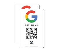 Reusable Review Tap Sticker for Google Reviews - 2-Stickers Pack - QR & Tap NFC Sticker - Review Us on Google Tap Sticker - iPhone & Android - Boost My Reviews Sticker - Set Up at Home | by MESSAGENES