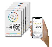 Reusable Review Tap Sticker for Google Reviews - 5-Stickers Pack - QR & Tap NFC Sticker - Review Us on Google Tap Sticker - iPhone & Android - Boost My Reviews Sticker - Set Up at Home | by MESSAGENES