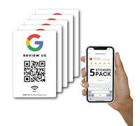 Reusable Review Tap Sticker for Google Reviews - 5-Stickers Pack - QR & Tap NFC Sticker - Review Us on Google Tap Sticker - iPhone & Android - Boost My Reviews Sticker - Set Up at Home | by MESSAGENES