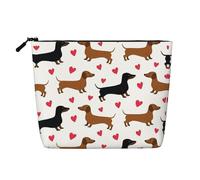 Reusable Romantic Dachshunds Print Cosmetic Makeup Bag - Travel Toiletry Organizer, Multi-Use Pouch for Women's Daily Storage