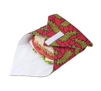 Reusable Sandwich Wrap - Washable, Leakproof, Double-Layered, Fabric, Foldable, Space Saver Sandwich Bag - Zero Waste Alternative to Cling Film, Aluminium Foil, Plastic Containers. (Red)