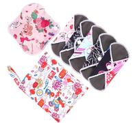 Reusable Sanitary Pads with Button Snaps, Bamboo Charcoal Fiber | Printed Fabric, Storage Bag Included, Discreet Carry for Shopping and Office Commuting, Light Urine Leaks Random Color