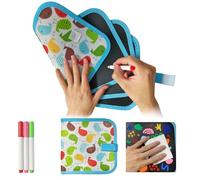 Reusable Scribble Book and Markers, Portable Drawing Board, 6 Pages for Art Creation with 3 Colored Pens and Storage Bag, Erasable Drawing Pad (Blue-6pages)