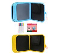 Reusable Scribble Book - Erasable Painting Pad, 8.07x8.07 Drawing Sketchpad, Portable PP Board with 12 Colored Pens | Kids Art Activity Travel School Classroom Play for Young Artists Creative Kids