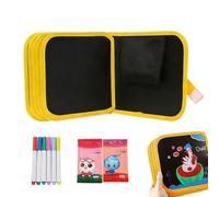 Reusable Scribble Book - Erasable Sketchpad Set | 20x20cm Drawing Notebook with 12 Marker Pens, Laminated Wipe Clean Pages with Portable Design for Classroom Travel Activity