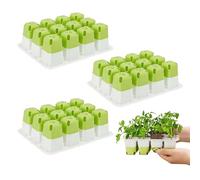 Reusable Seed Starter Trays with Flexible Silicone Cells, 3 Pack(36 Cells) Seedling Starter Kit for Starting Plant Seeds, Durable Indoor Germination Tray for Vegetables, Flowers and Herbs