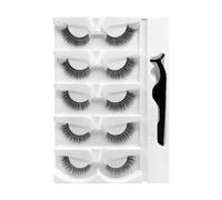 Reusable Self Adhesive Eyelashes - Five Pair Lightweight Enhancers, Comfortable Strip Design Creating Fuller Eye Definition, Gentle Placement Method Without Messy Glue | Stylish Cosmetic Addition