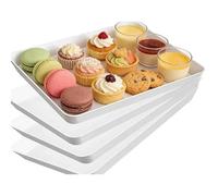 Reusable Serving Tray 4 Pcs, White Food Plate Platter for Kitchen Party Restaurant, Suitable for Fruit Snack Cookie Sandwich Daily Food Serving, 30.7cm × 22cm × 4cm
