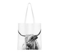 Reusable Shopping Bag,Grocery Handbag, Multipurpose Canvas Shoulder Bag,Portrait Of A Highland Cow