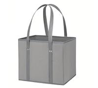 Reusable Shopping Bags, Eco Friendly Grocery Bag, Box Shaped Tote Bags, Foldable Fabric Bag 33x26x28 Cm/13x10x11 In, Hard Bottom Multipurpose Heavy Duty Bag for Daily Life, Picnic, Camping, Gray
