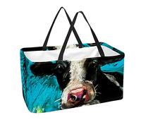 Reusable Shopping Basket Cow Print Portable Folding Picnic Grocery Bags Laundry Basket Shopping Tote Bag